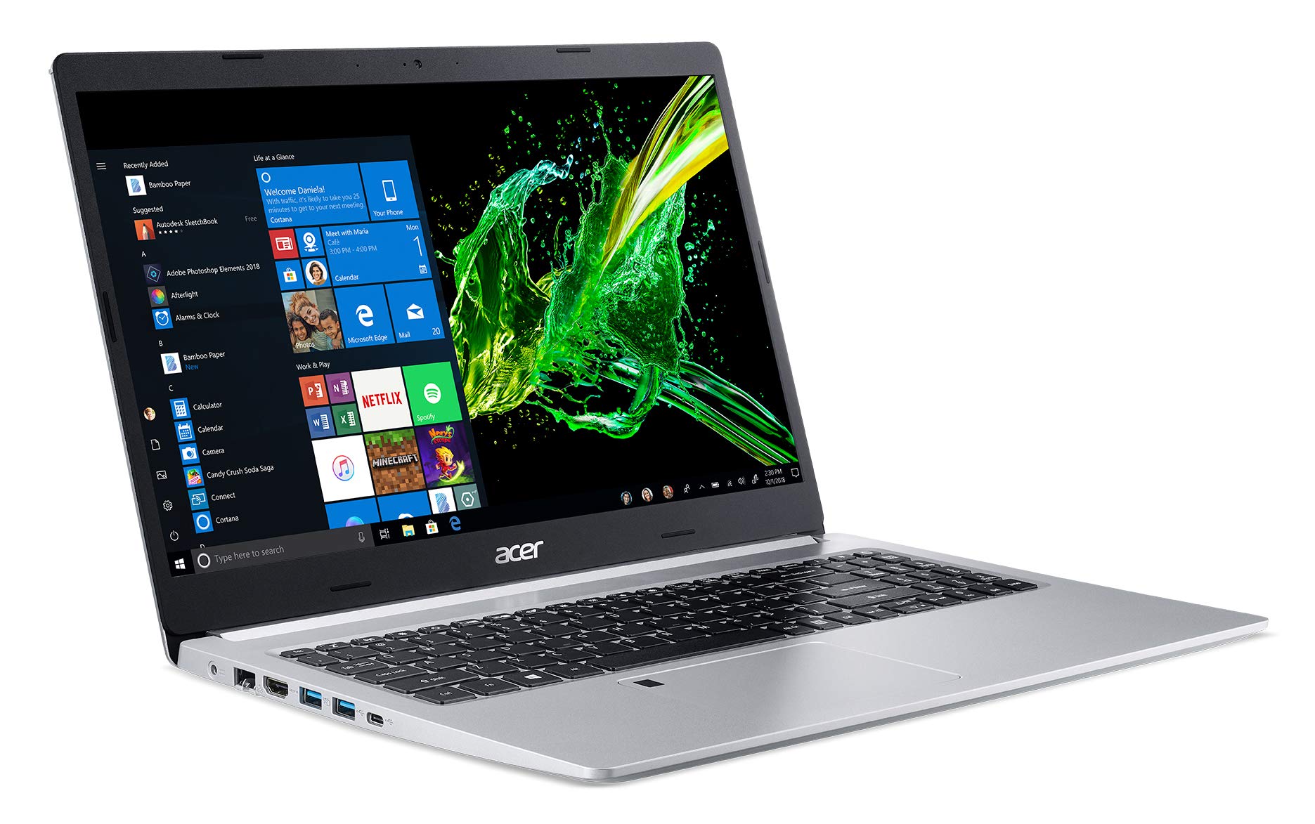 Acer Aspire 5 Slim Laptop, 15.6" Full HD IPS Display, 8th Gen Intel Core i5-8265U, 8GB DDR4, 256GB PCIe NVMe SSD, Backlit Keyboard, Fingerprint Reader, Windows 10 Home, A515-54-51DJ
